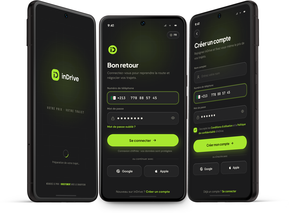 INDRIVE — Splash, login & signup